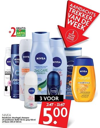 Aanbiedingen Nivea deodorant, douchegel, shampoo of conditioner - Nivea - Geldig van 12/03/2017 tot 18/03/2017 bij Deka Markt
