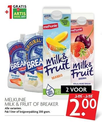Aanbiedingen Melkunie milk + fruit of breaker - Melkunie - Geldig van 12/03/2017 tot 18/03/2017 bij Deka Markt