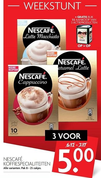 Aanbiedingen Nescafé koffiespecialiteiten - Nescafe - Geldig van 12/03/2017 tot 18/03/2017 bij Deka Markt