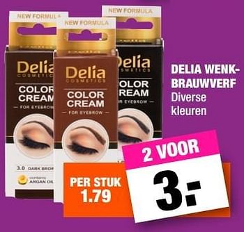 Aanbiedingen Delia wenkbrauwverf - Delia Cosmetics - Geldig van 13/03/2017 tot 19/03/2017 bij Big Bazar