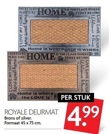 Aanbiedingen Royale deurmat brons of zilver - Huismerk - Deka Markt - Geldig van 12/03/2017 tot 18/03/2017 bij Deka Markt