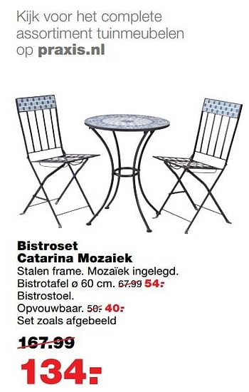 Aanbiedingen Bistroset catarina mozaiek - Huismerk - Praxis - Geldig van 13/03/2017 tot 19/03/2017 bij Praxis