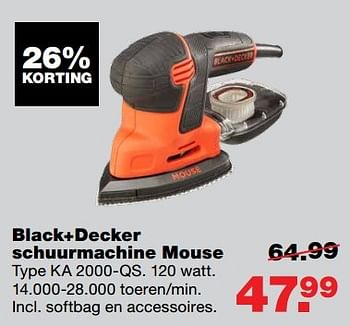 Aanbiedingen Black+decker schuurmachine mouse ka 2000-qs - Black &amp; Decker - Geldig van 13/03/2017 tot 19/03/2017 bij Praxis