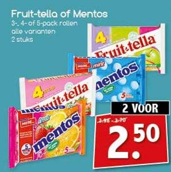 Aanbiedingen Fruit-tella of mentos - Mentos - Geldig van 13/03/2017 tot 19/03/2017 bij Agrimarkt