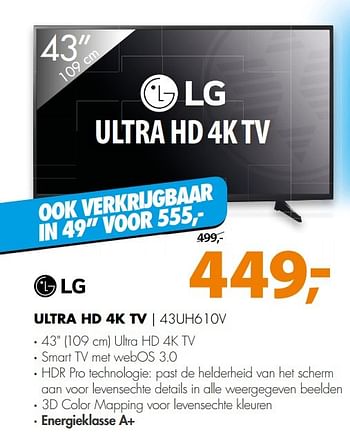 Aanbiedingen Ultra hd 4k tv | 43uh610v - LG - Geldig van 13/03/2017 tot 19/03/2017 bij Expert