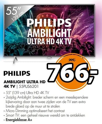 Aanbiedingen Ambilight ultra hd 4k tv | 55pus6201 - Philips - Geldig van 13/03/2017 tot 19/03/2017 bij Expert