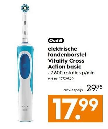 Aanbiedingen Elektrische tandenborstel vitality cross action basic - Oral-B - Geldig van 11/03/2017 tot 24/03/2017 bij Blokker