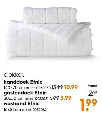 Aanbiedingen Handdoek etnic - Huismerk - Blokker - Geldig van 11/03/2017 tot 24/03/2017 bij Blokker