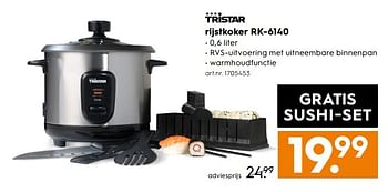 Aanbiedingen Tristar rijstkoker rk-6140 - Tristar - Geldig van 11/03/2017 tot 24/03/2017 bij Blokker