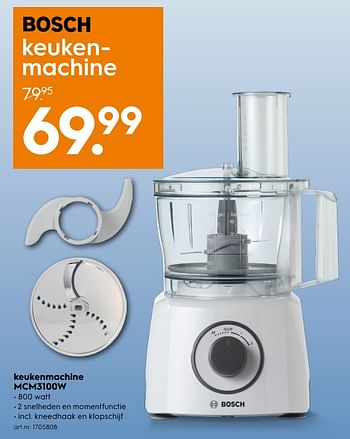 Aanbiedingen Bosch keukenmachine mcm3100w - Bosch - Geldig van 11/03/2017 tot 24/03/2017 bij Blokker