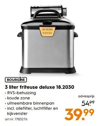Aanbiedingen Bourgini 3 liter friteuse deluxe 18.2030 - Bourgini - Geldig van 11/03/2017 tot 24/03/2017 bij Blokker