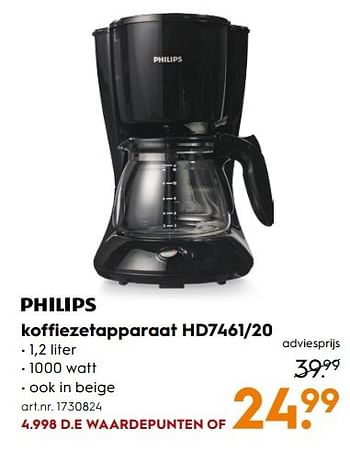 Aanbiedingen Philips koffiezetapparaat hd7461-20 - Philips - Geldig van 11/03/2017 tot 24/03/2017 bij Blokker