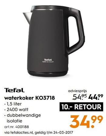 Aanbiedingen Tefal waterkoker ko3718 - Tefal - Geldig van 11/03/2017 tot 24/03/2017 bij Blokker