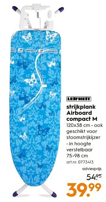 Aanbiedingen Strijkplank airboard compact m - Leifheit - Geldig van 11/03/2017 tot 24/03/2017 bij Blokker