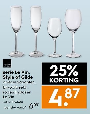 Aanbiedingen Serie le vin, style of gilde - Royal Leerdam - Geldig van 11/03/2017 tot 24/03/2017 bij Blokker