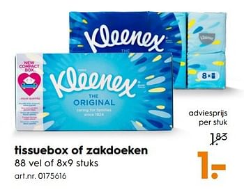 Aanbiedingen Tissuebox of zakdoeken - Kleenex - Geldig van 11/03/2017 tot 24/03/2017 bij Blokker