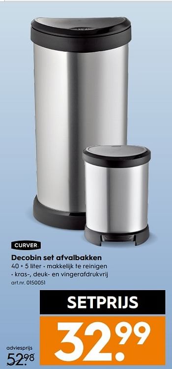 Aanbiedingen Decobin set afvalbakken - Curver - Geldig van 11/03/2017 tot 24/03/2017 bij Blokker