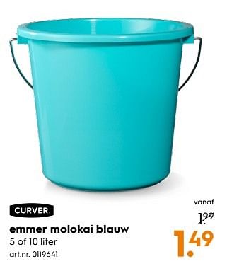Aanbiedingen Emmer molokai blauw - Curver - Geldig van 11/03/2017 tot 24/03/2017 bij Blokker