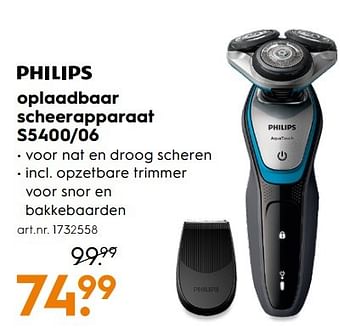 Aanbiedingen Oplaadbaar scheerapparaat s5400-06 - Philips - Geldig van 11/03/2017 tot 24/03/2017 bij Blokker