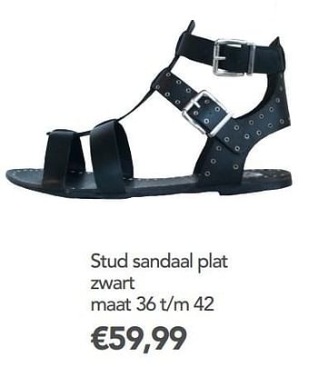 Aanbiedingen Stud sandaal plat zwart - Poelman - Geldig van 13/03/2017 tot 24/03/2017 bij Schuurman Schoenen
