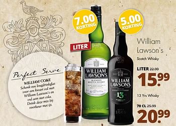 Aanbiedingen William lawson`s scotch whisky - William Lawson's - Geldig van 12/03/2017 tot 25/03/2017 bij Mitra