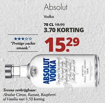 Aanbiedingen Absolut vodka - Absolut - Geldig van 12/03/2017 tot 25/03/2017 bij Mitra