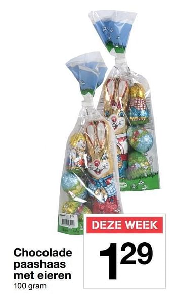 Aanbiedingen Chocolade paashaas met eieren - Huismerk - Zeeman  - Geldig van 18/03/2017 tot 24/03/2017 bij Zeeman