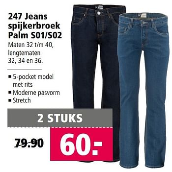 Aanbiedingen 247 jeans spijkerbroek palm s01-s02 - Huismerk - Welkoop - Geldig van 13/03/2017 tot 26/03/2017 bij Welkoop