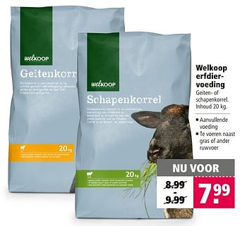 Aanbiedingen Welkoop erfdiervoeding - Huismerk - Welkoop - Geldig van 13/03/2017 tot 26/03/2017 bij Welkoop