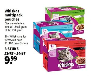 Aanbiedingen Whiskas multipack pouches - Whiskas - Geldig van 13/03/2017 tot 26/03/2017 bij Welkoop