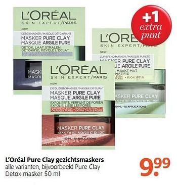 Aanbiedingen L`oréal pure clay gezichtsmaskers pure clay detox - L'Oreal Paris - Geldig van 13/03/2017 tot 26/03/2017 bij Etos