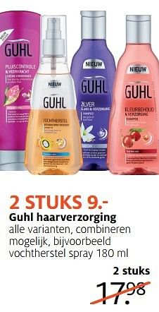 Aanbiedingen Guhl haarverzorging vochtherstel spray 2 stuks - Guhl - Geldig van 13/03/2017 tot 26/03/2017 bij Etos