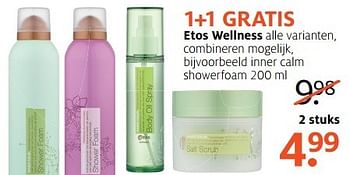 Aanbiedingen Etos wellness inner calm showerfoam 2 stuks - Huismerk - Etos - Geldig van 13/03/2017 tot 26/03/2017 bij Etos
