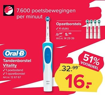 Aanbiedingen Oral-b tandenborstel vitality - Oral-B - Geldig van 13/03/2017 tot 26/03/2017 bij Kijkshop