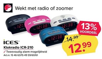 Aanbiedingen Klokradio icr-210 - Ices - Geldig van 13/03/2017 tot 26/03/2017 bij Kijkshop
