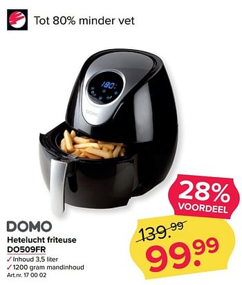 Aanbiedingen Domo hetelucht friteuse do509fr - Domo - Geldig van 13/03/2017 tot 26/03/2017 bij Kijkshop