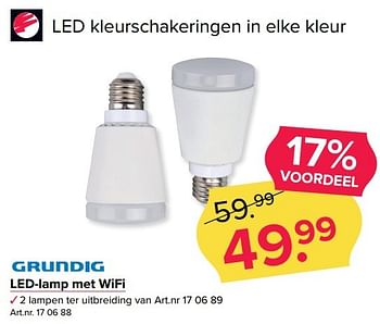 Aanbiedingen Led-lamp met wifi - Grundig - Geldig van 13/03/2017 tot 26/03/2017 bij Kijkshop