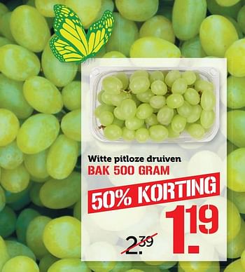 Aanbiedingen Witte pitloze druiven - Huismerk - Coop - Geldig van 20/03/2017 tot 26/03/2017 bij Coop