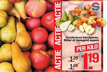 Aanbiedingen Conference handperen, elstar of jonagold appels - Huismerk - Coop - Geldig van 20/03/2017 tot 26/03/2017 bij Coop