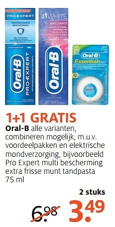 Aanbiedingen Oral-b pro expert multi bescherming extra frisse munt tandpasta 2 stuks - Oral-B - Geldig van 13/03/2017 tot 26/03/2017 bij Etos