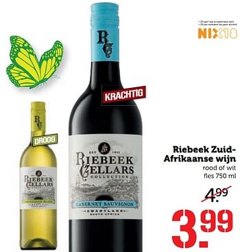 Aanbiedingen Riebeek zuidafrikaanse wijn - Witte wijnen - Geldig van 20/03/2017 tot 26/03/2017 bij Coop