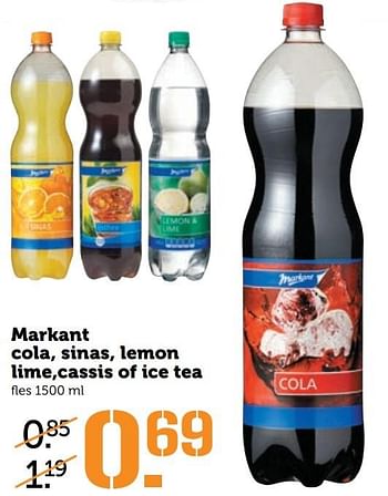Aanbiedingen Markant cola, sinas, lemon lime,cassis of ice tea - Markant - Geldig van 20/03/2017 tot 26/03/2017 bij Coop