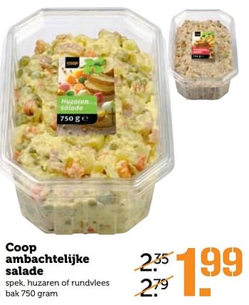 Aanbiedingen Coop ambachtelijke salade - Huismerk - Coop - Geldig van 20/03/2017 tot 26/03/2017 bij Coop
