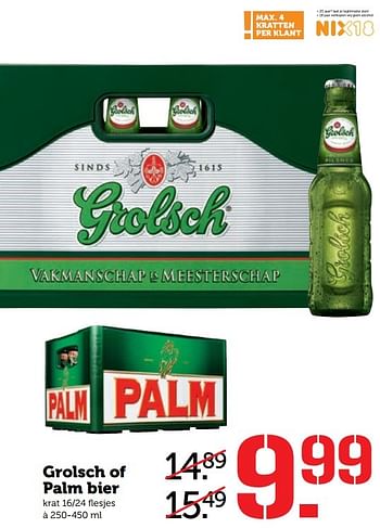 Aanbiedingen Grolsch of palm bier - Huismerk - Coop - Geldig van 20/03/2017 tot 26/03/2017 bij Coop