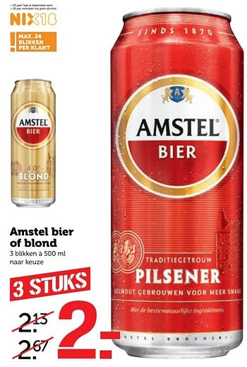 Aanbiedingen Amstel bier of blond - Amstel - Geldig van 20/03/2017 tot 26/03/2017 bij Coop