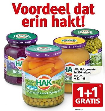Aanbiedingen Alle hak groente in 370 ml pot - Hak - Geldig van 20/03/2017 tot 26/03/2017 bij Jan Linders