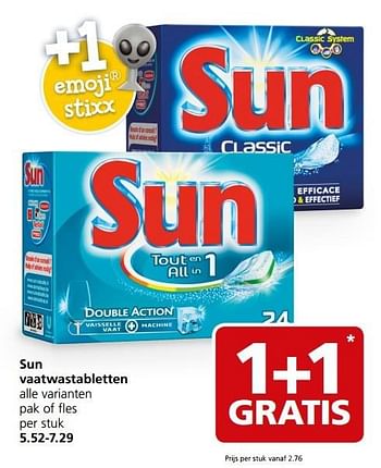 Aanbiedingen Sun vaatwastabletten - Sun - Geldig van 20/03/2017 tot 26/03/2017 bij Jan Linders