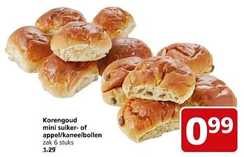 Aanbiedingen Korengoud mini suiker- of appel-kaneelbollen - Korengoud - Geldig van 20/03/2017 tot 26/03/2017 bij Jan Linders