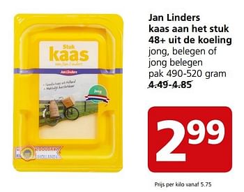 Aanbiedingen Jan linders kaas aan het stuk 48+ uit de koeling - Huismerk - Jan Linders - Geldig van 20/03/2017 tot 26/03/2017 bij Jan Linders