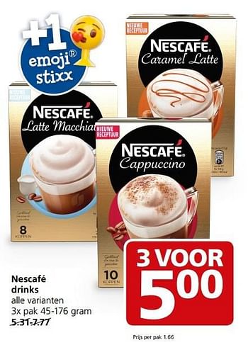 Aanbiedingen Nescafé drinks - Nescafe - Geldig van 20/03/2017 tot 26/03/2017 bij Jan Linders